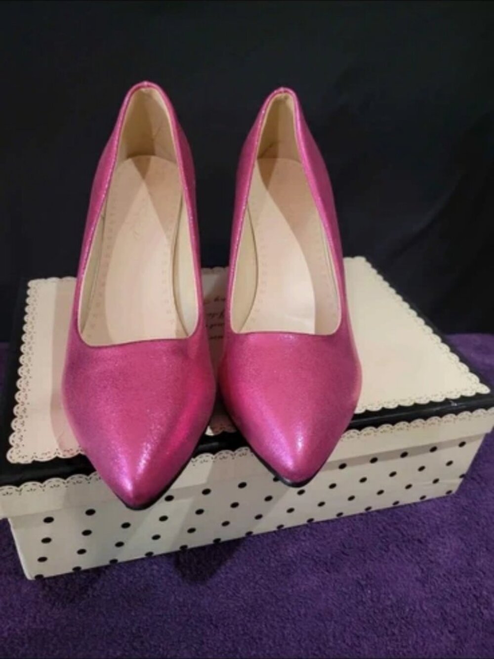Metallic pink heel pumps size 10